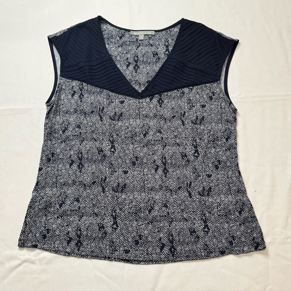 Daniel Rainn Navy and White Patterned Blouse
